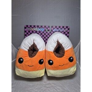 NWT Rare 2024 Moodpop Slippers Plush Thick Candy Corn. Size 9 10 Large